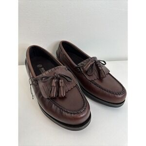 Hunter's Bay Men's Brown Tasseled Loafers Full Grain Shoes Size 7.5